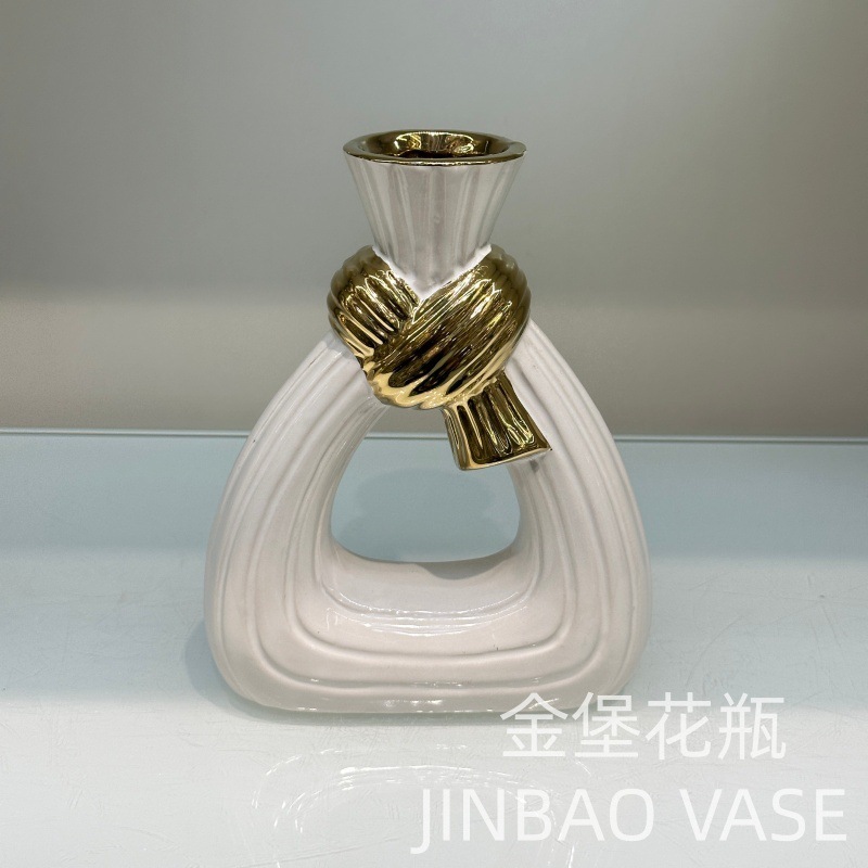 Nordic popular ceramic vase, gilded office and living room decoration item, fresh flower simulation flower arrangement, flower container, heart pic 39