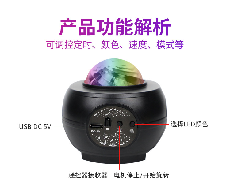 迷你星空投影灯儿童房间氛围灯满天星蓝牙夜灯遥控火焰灯小夜灯详情6