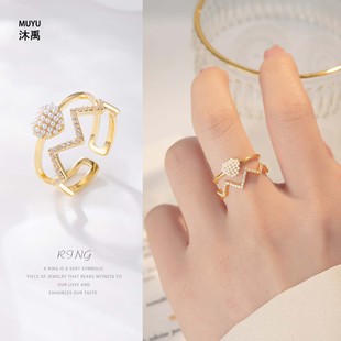 法式宫廷风皇冠开口戒指时尚百搭高级感可调节食指戒欧美跨境指环详情4