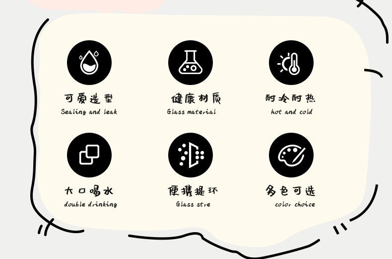 新款水杯女高颜值玻璃杯大容量带提手咖啡杯家用学生小众个性杯子详情3