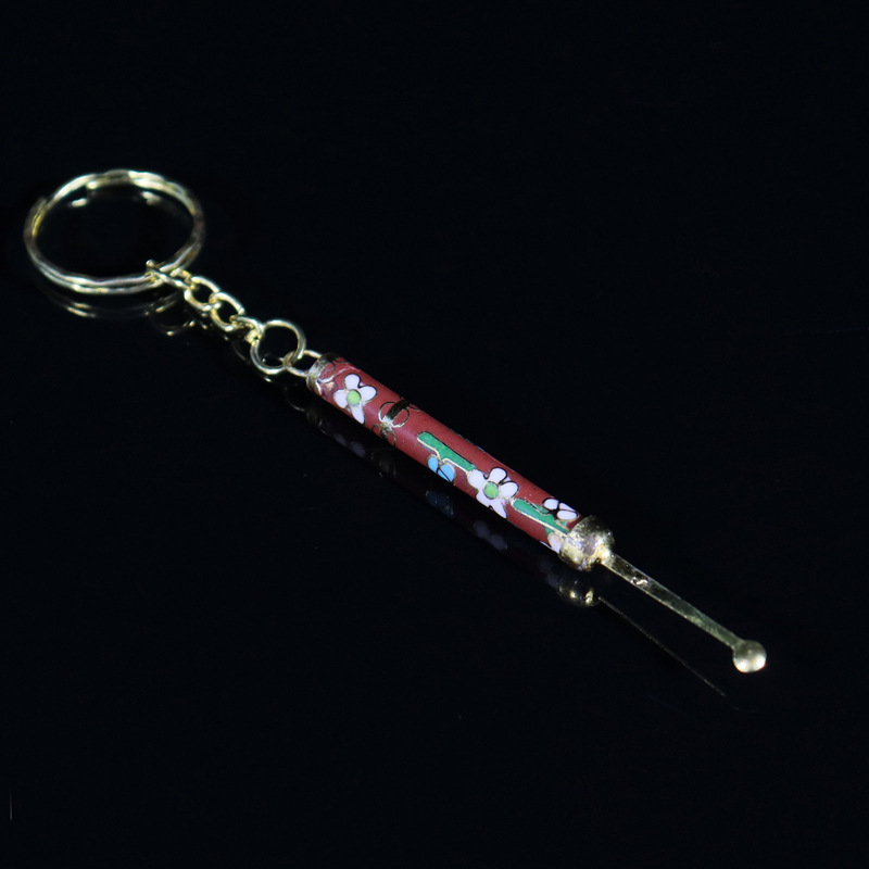 Beijing Cloisonne vintage collection, traditional polished keychain with cloisonne enamel, pendant ear scoop pic 7