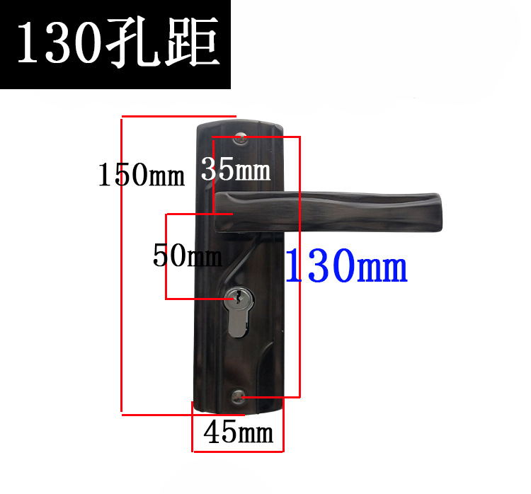 老式铁面板换锁室内卧室房门锁室内钢木门锁小50门把手门锁锁具详情12