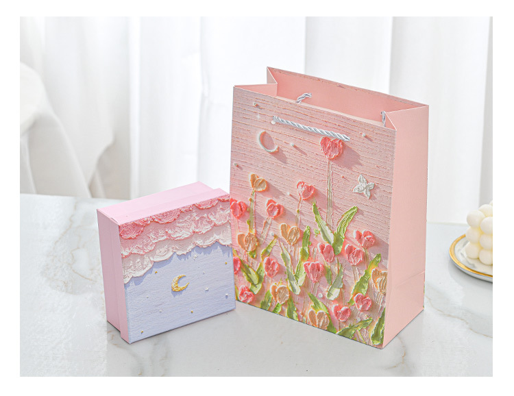 清新油画礼品盒文创礼盒生日礼物盒学生礼物包装盒伴手礼空盒现货详情10