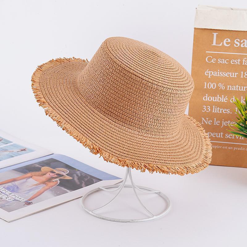 品牌【森多娜】草帽 批发diy材料手工帽胚遮阳防晒帽子团建活动平檐圆边编织盆帽详情9