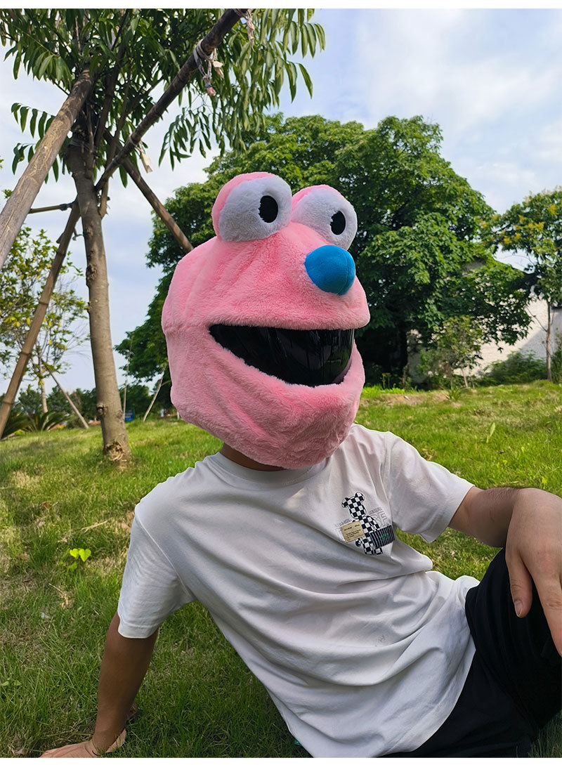 Helmet cap protective cover, big-eyed monster motorcycle, motorcycle, personalized cartoon plush head cover, frog riding, mask removal for warmth pic 24