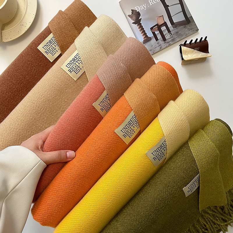 跨境双面仿羊绒围巾女冬季保暖情侣高级感中长款围脖纯色百搭披肩详情16