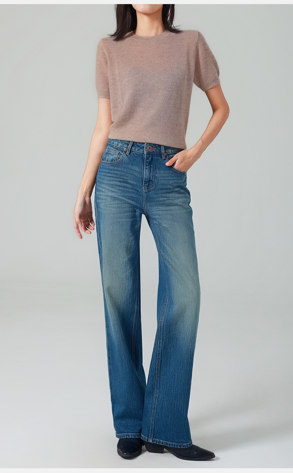 French fries pants/High-waisted Jeans for women, narrow straight-leg pants, elastic retro style, autumn/Winter 25, slimming and casual pic 29