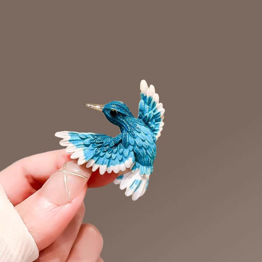 Design sense, Chinese-style blue-winged bird brooch, high-end feminine charm, retro brooch, coat, suit, corsage, creative accessories pic 2