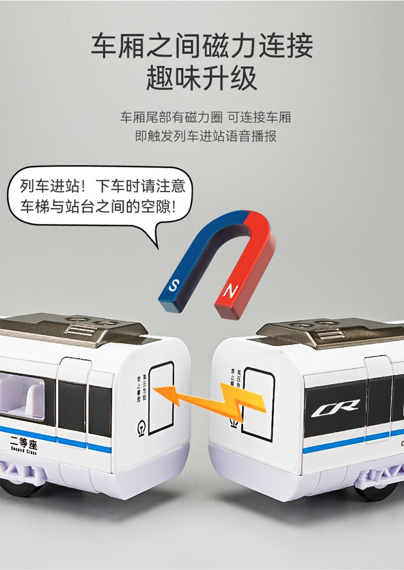 天鹰8950B复兴号高铁模型合金仿真声光回力儿童玩具车男孩礼物详情6