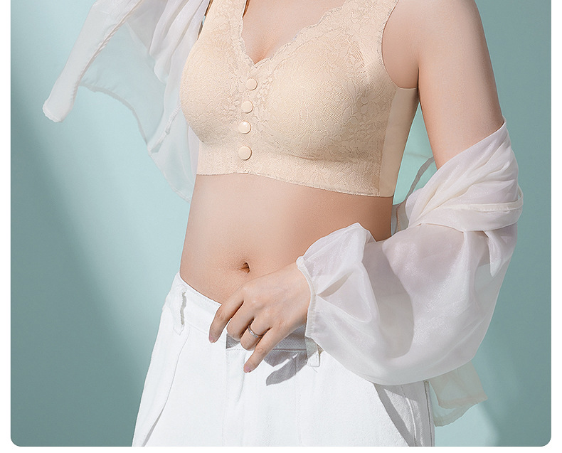 妈妈内衣女前扣文胸无钢圈背心式胸罩中老年人妇女无痕大码夏薄款详情43