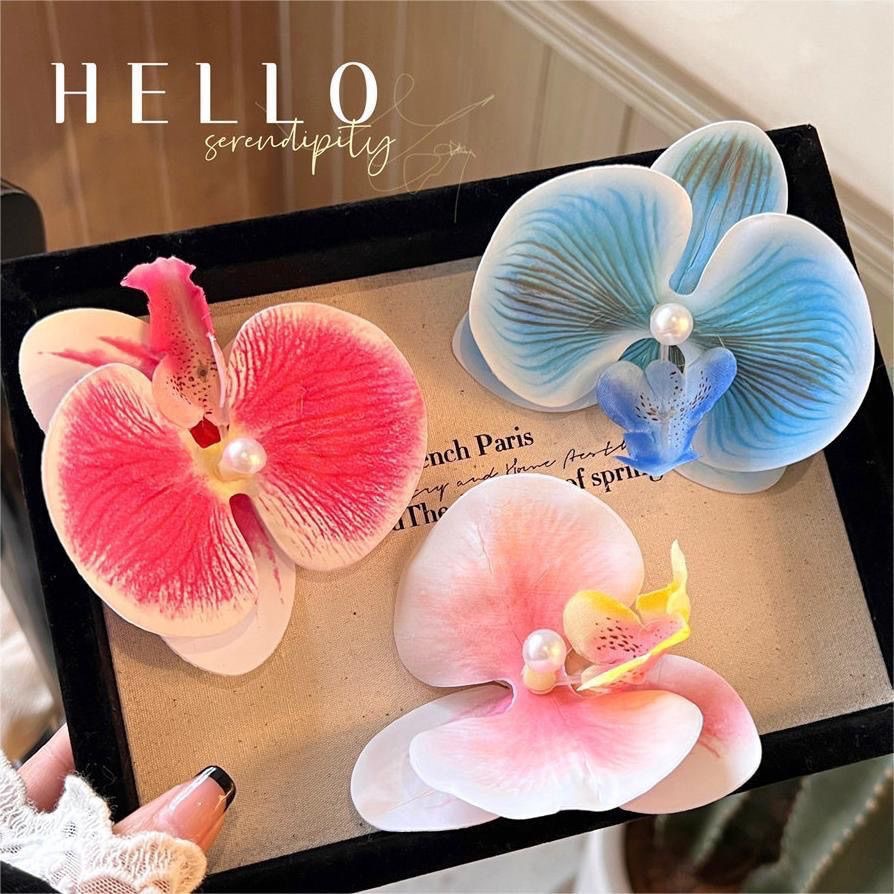 春夏氛围感海边度假风超仙仿真百合花扶桑花簪花侧边夹刘海碎发夹详情8