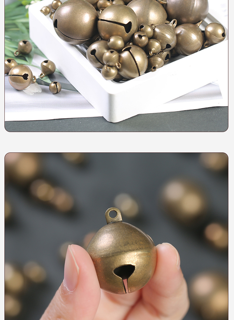 Bells, brass bells, bronze single-character bell pendants, small pendants, diy ornaments, Christmas raw copper bells pic 39