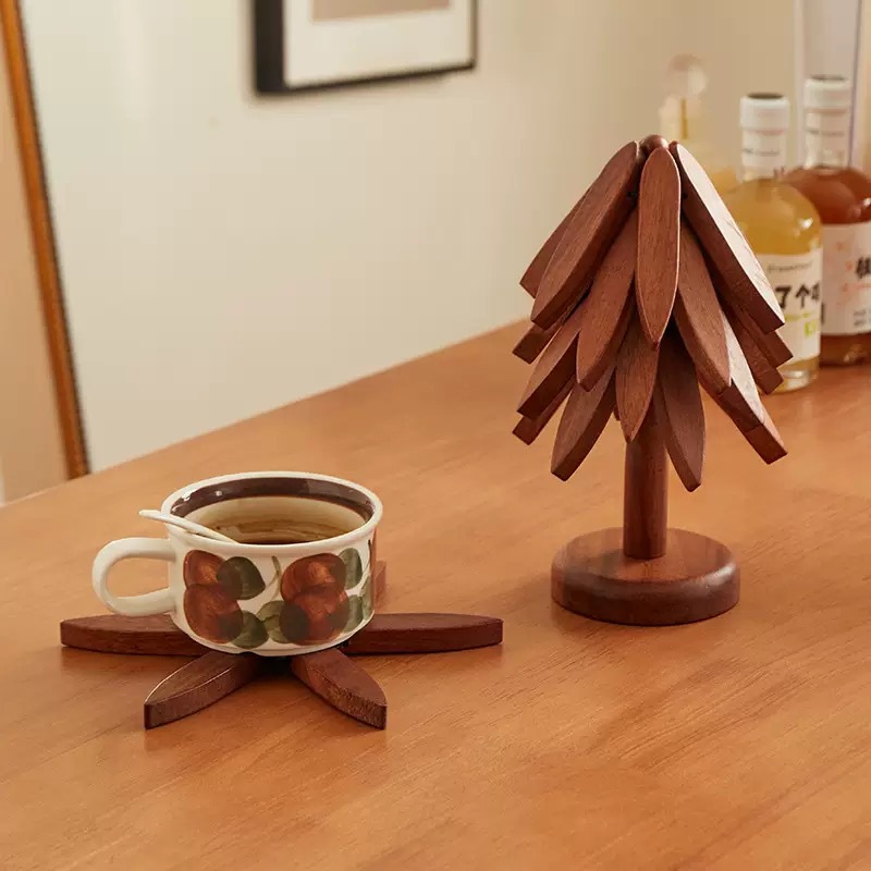 High-end walnut-colored tree heat insulation pad, heat-resistant home dining table, creative table mat, decorative pad, high-temperature resistant coaster pic 11