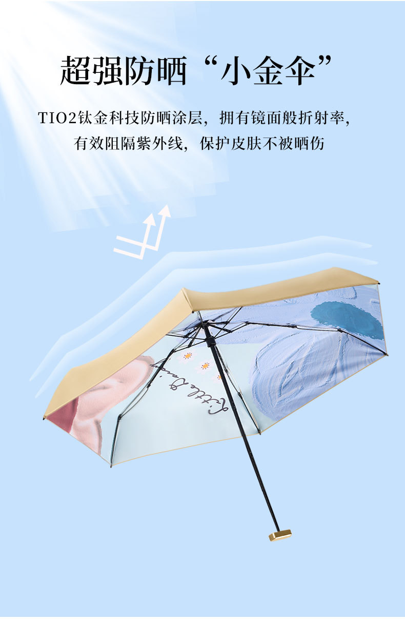 扁六折遮阳伞卡片伞钛金胶伞小清新雨伞晴雨太阳伞口袋伞一件代发详情18