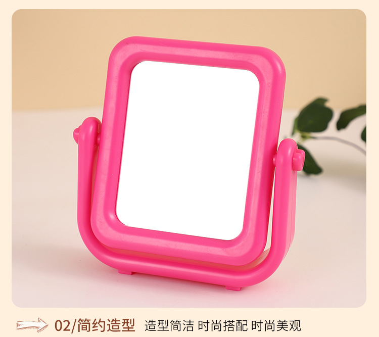 拼色双面化妆镜桌面糖果色可爱学生小号可旋转梳妆镜子工厂批发详情7