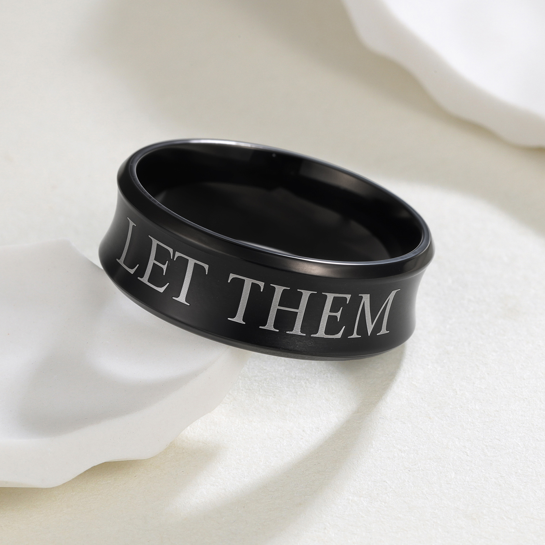 In 2025, the new glossy LET THEM couple rings from Europe and America are available for cross-border exclusive supply. Bulk orders offer better prices pic 5