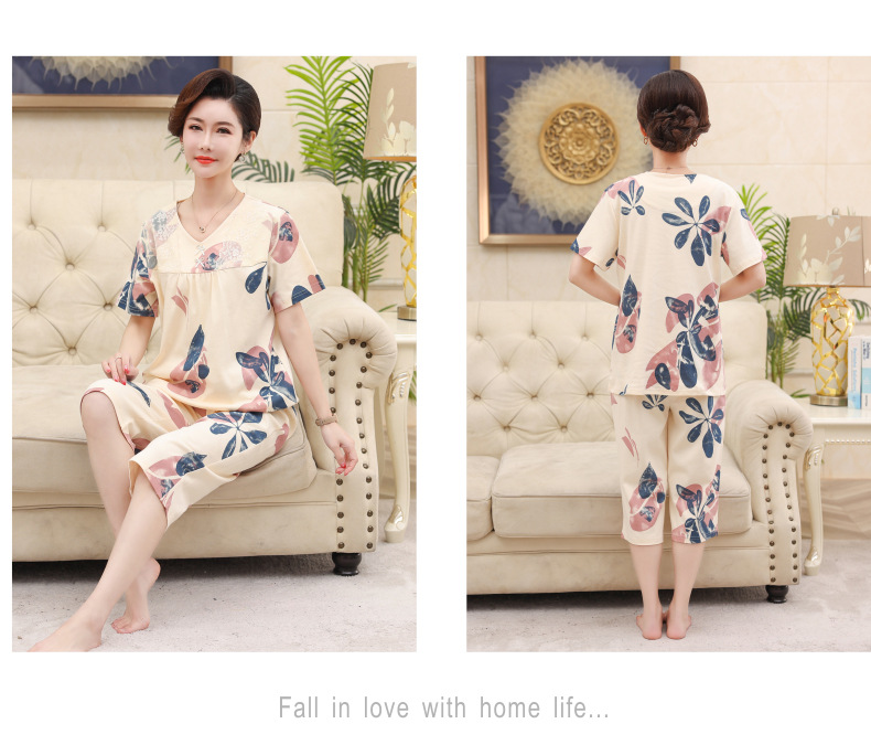 Middle-aged and elderly women wear summer short-sleeved, thin cotton clothes. Middle-aged women wear summer round-neck home clothes. Grandmothers and the elderly pic 70