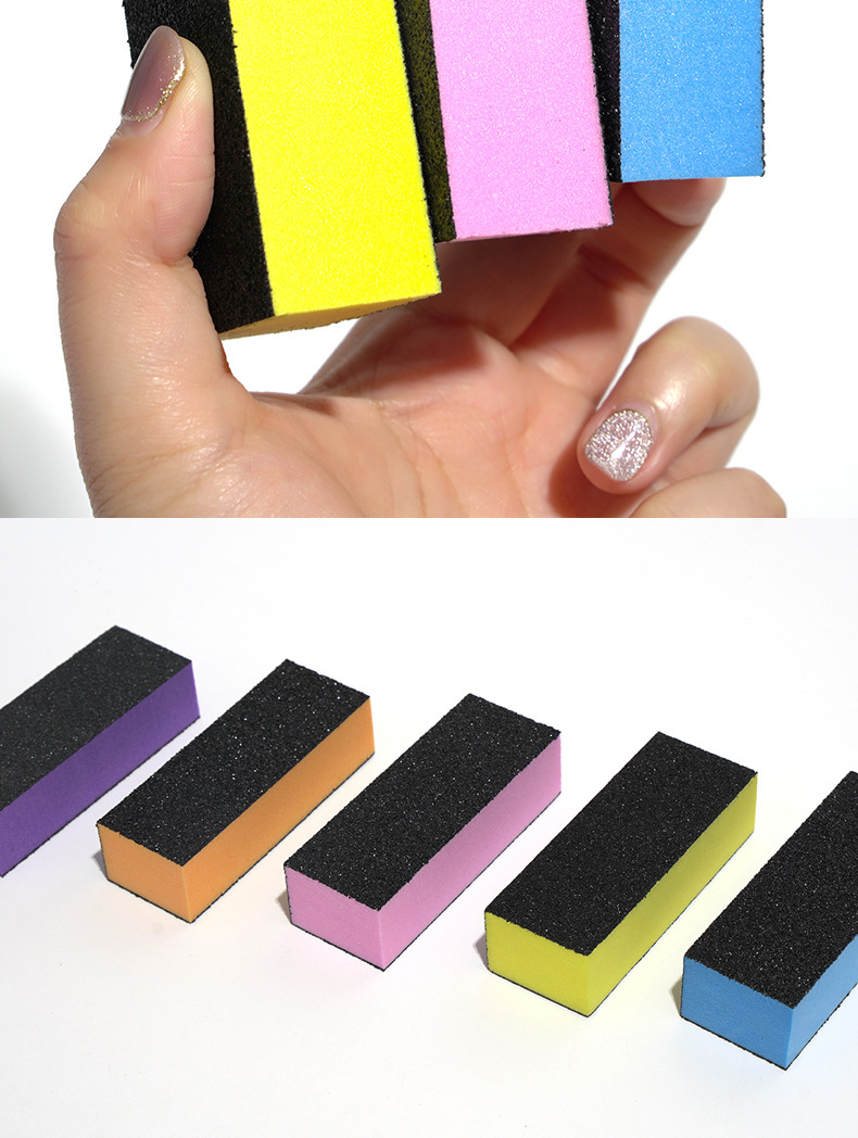 三面黑砂豆腐块指甲锉三面打磨块海绵抛光块美甲搓条工具磨甲手工详情11