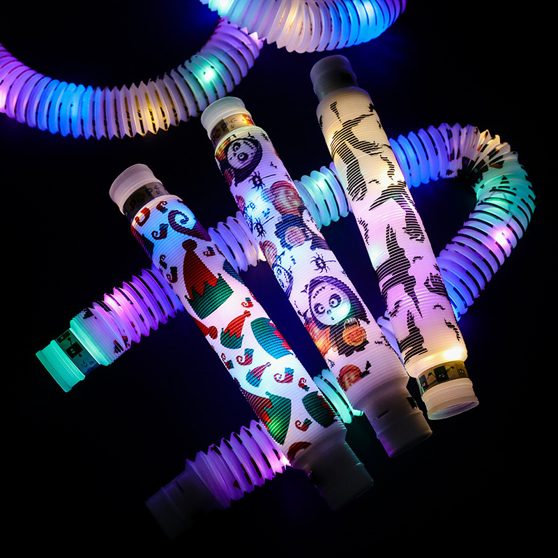 跨境新品减压派对圣诞节印花LED发光管pop tube灯管伸缩管批发详情8