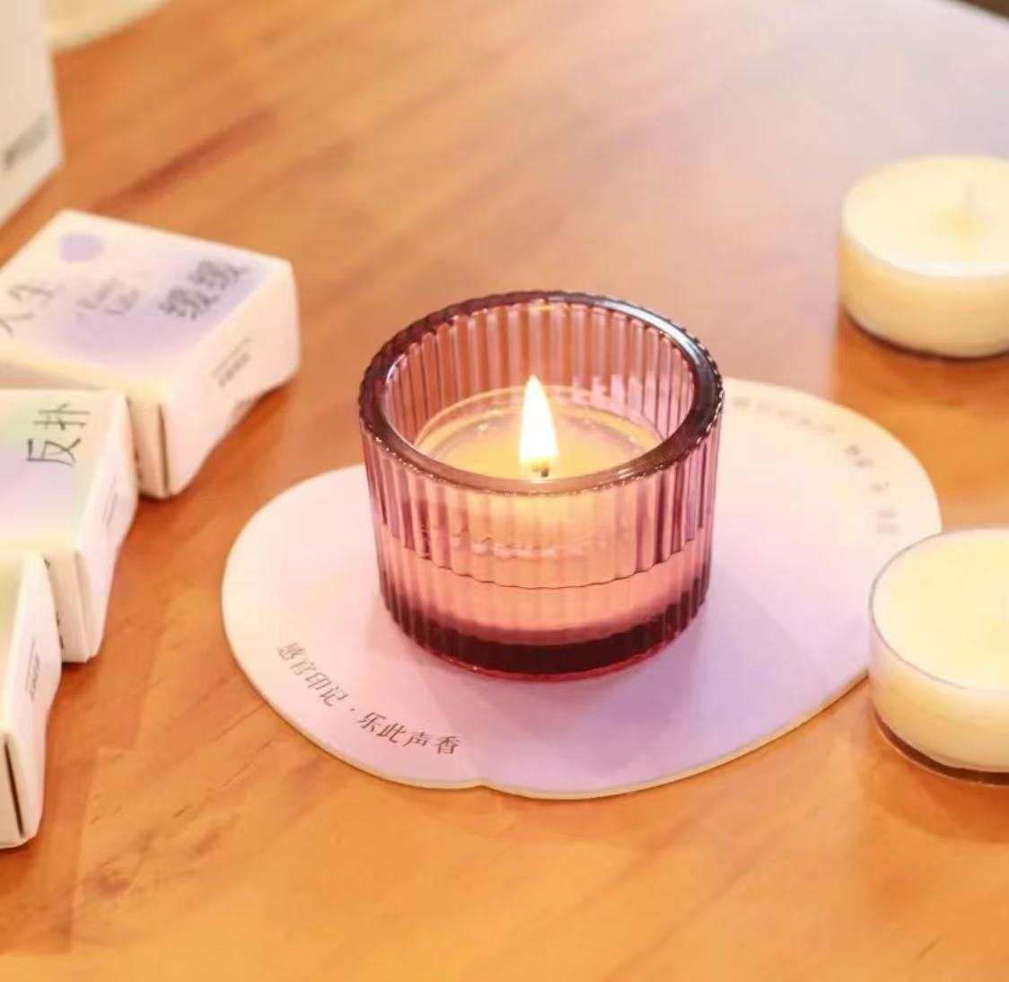 创意简约竖纹跨境烛台亚马逊爆款蜡烛杯玻璃香薰杯家居饰品摆件详情7