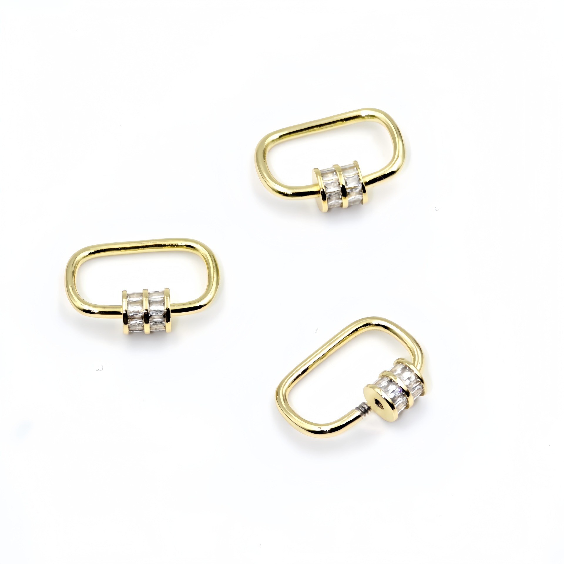 跨境外贸AAA高档锆石心形螺纹扣吊坠微镶铜电镀金多款单吊坠饰品详情14