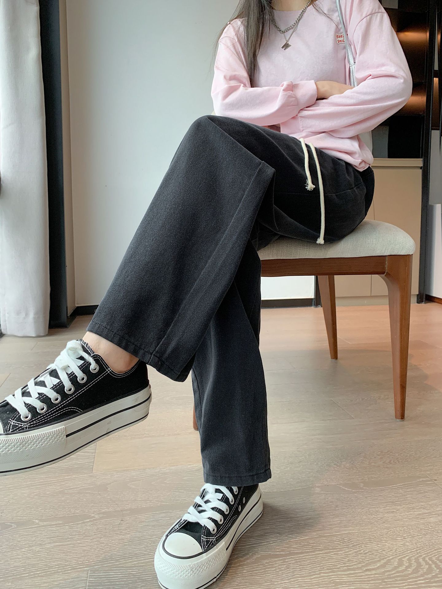 纯棉休闲裤女夏秋新款复古宽松百搭显瘦松紧腰九分裤时尚哈伦裤子详情22