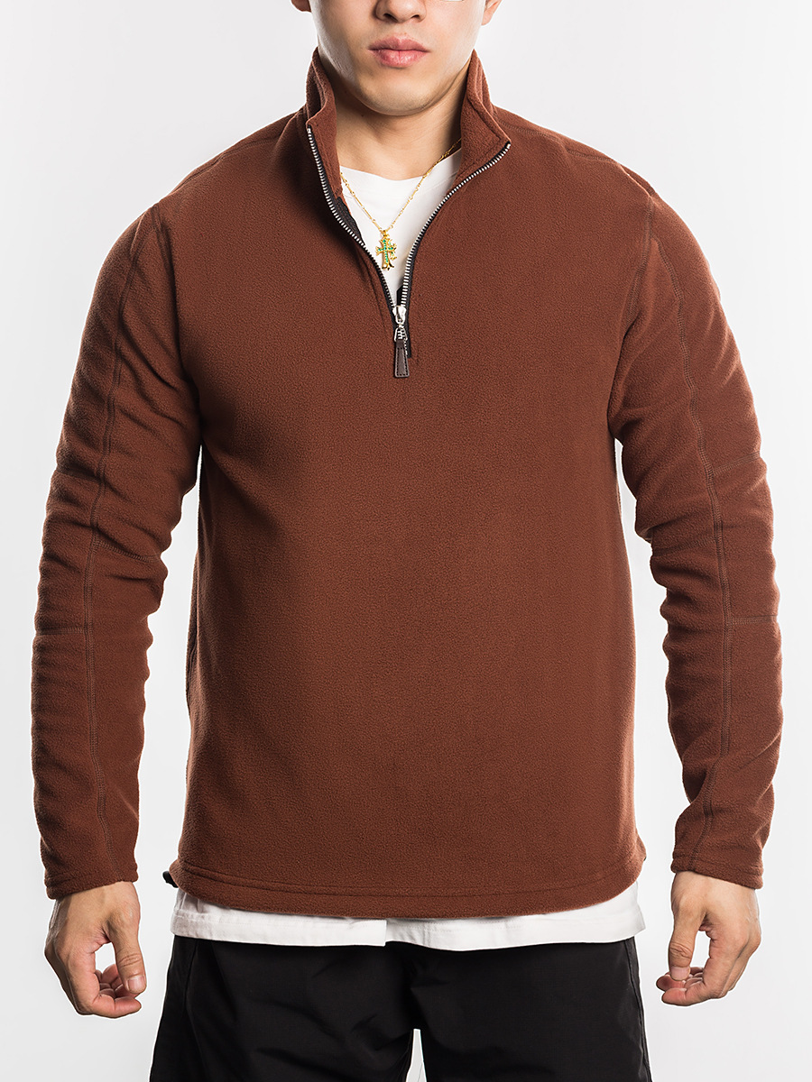 跨境男士外套摇粒绒夹克秋冬季羊羔绒加绒加厚卫衣男详情4