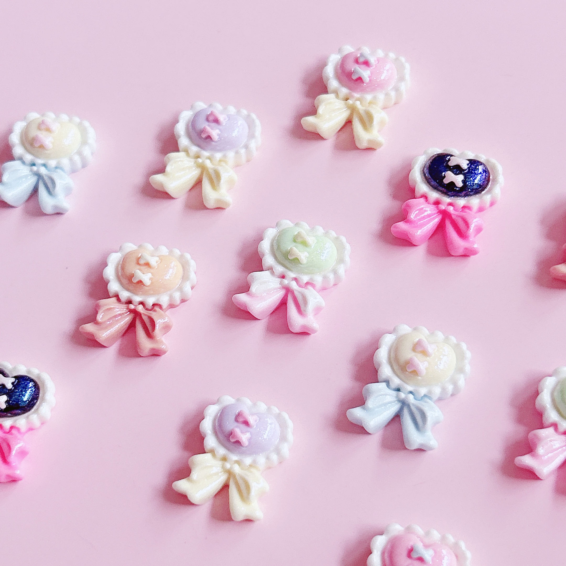 Special heart-shaped tie, bow, shiny accessory, hair accessory, diy cream phone case, handcrafted creative sticker pic 9