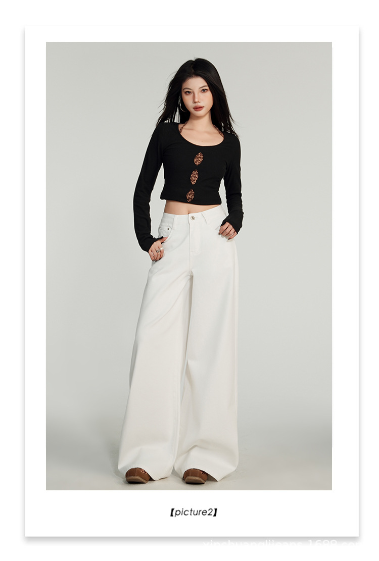 新塘牛仔之都新款白色牛仔裤女夏季宽松阔腿2025高腰显瘦春季垂感详情12