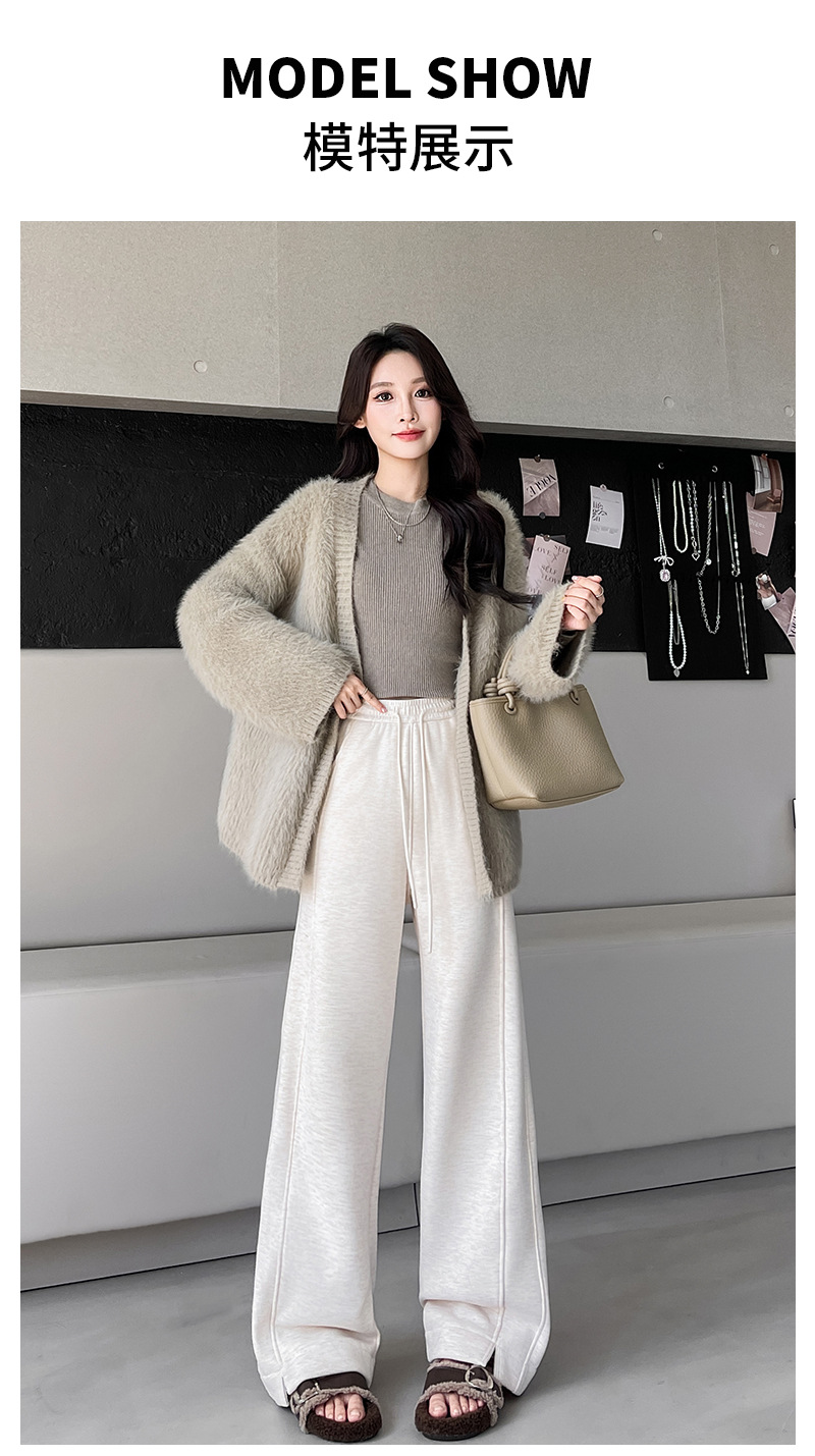 羊绒阔腿裤女秋冬季2025新款宽松直筒宽松垂感加绒加厚糯米休闲裤详情13