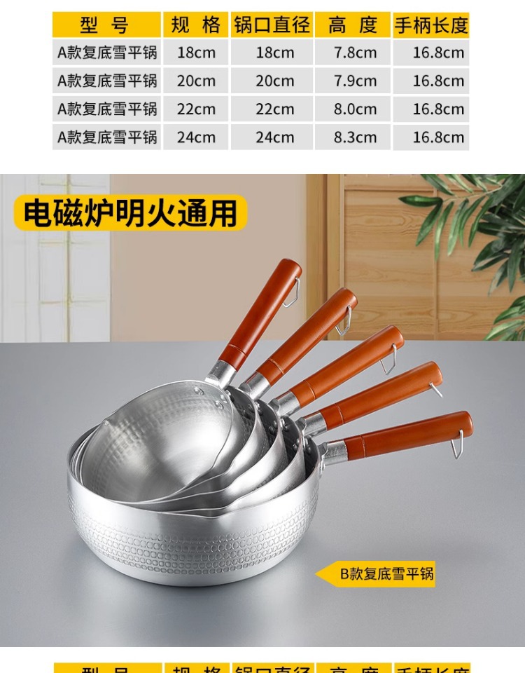 日式铝制雪平锅辅食锅铝锅汤锅煮面煮粥奶锅麻辣烫粉锅泡面锅砂锅详情5