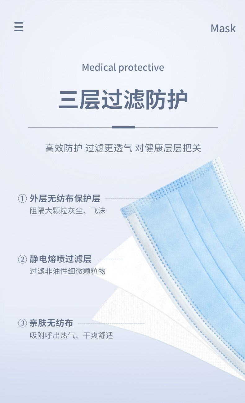 一次性口罩独立包装防尘透气含熔喷三层防护活性炭口罩厂家批发详情6