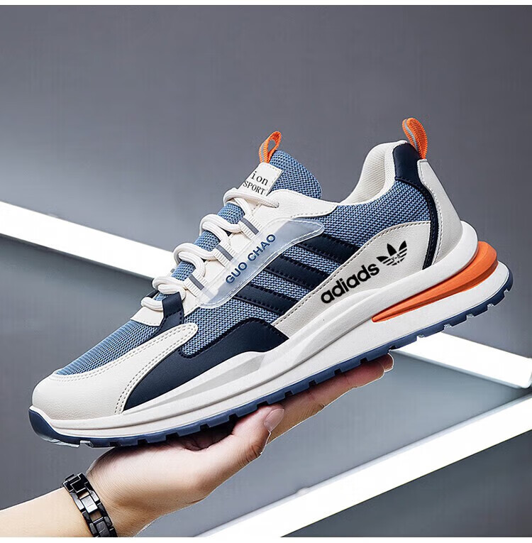 阿迪男鞋品牌特价网面透气运动休闲鞋男防滑耐磨秋季皮面旅游鞋男详情18