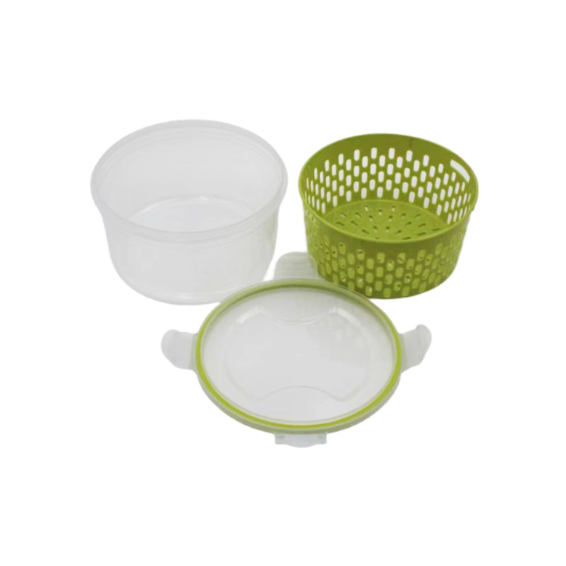 厂家直销大容量圆形保鲜盒三件套沥水篮收纳盒家用透明压盖果蔬盒详情8
