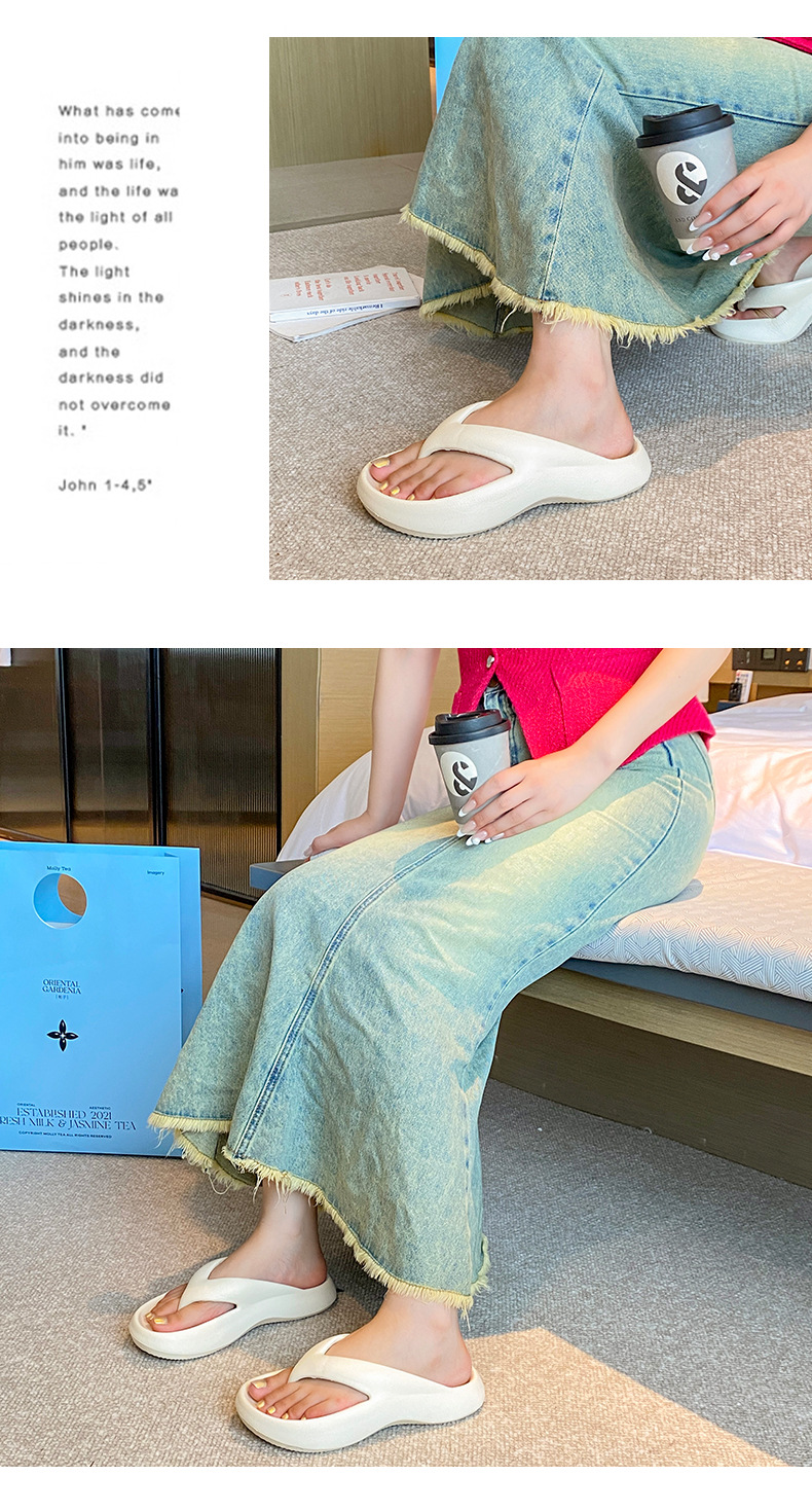 Ladies can wear the new thick-soled anti-slip beach flip-flops with sponge soles for the seaside in summer pic 17