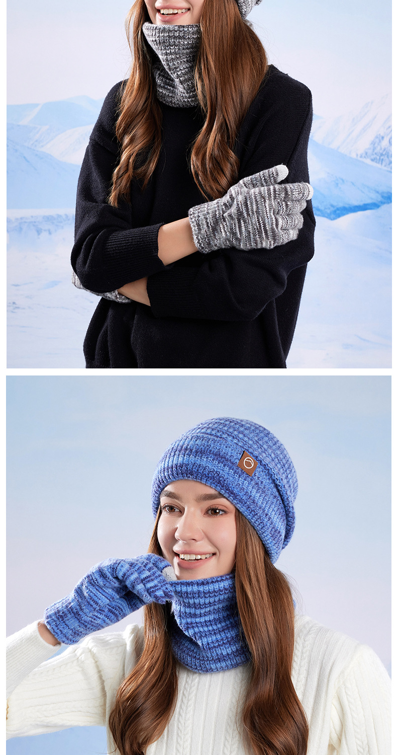 冬季帽子围脖手套三件套加绒保暖针织毛线帽女户外防寒护耳套头帽详情10