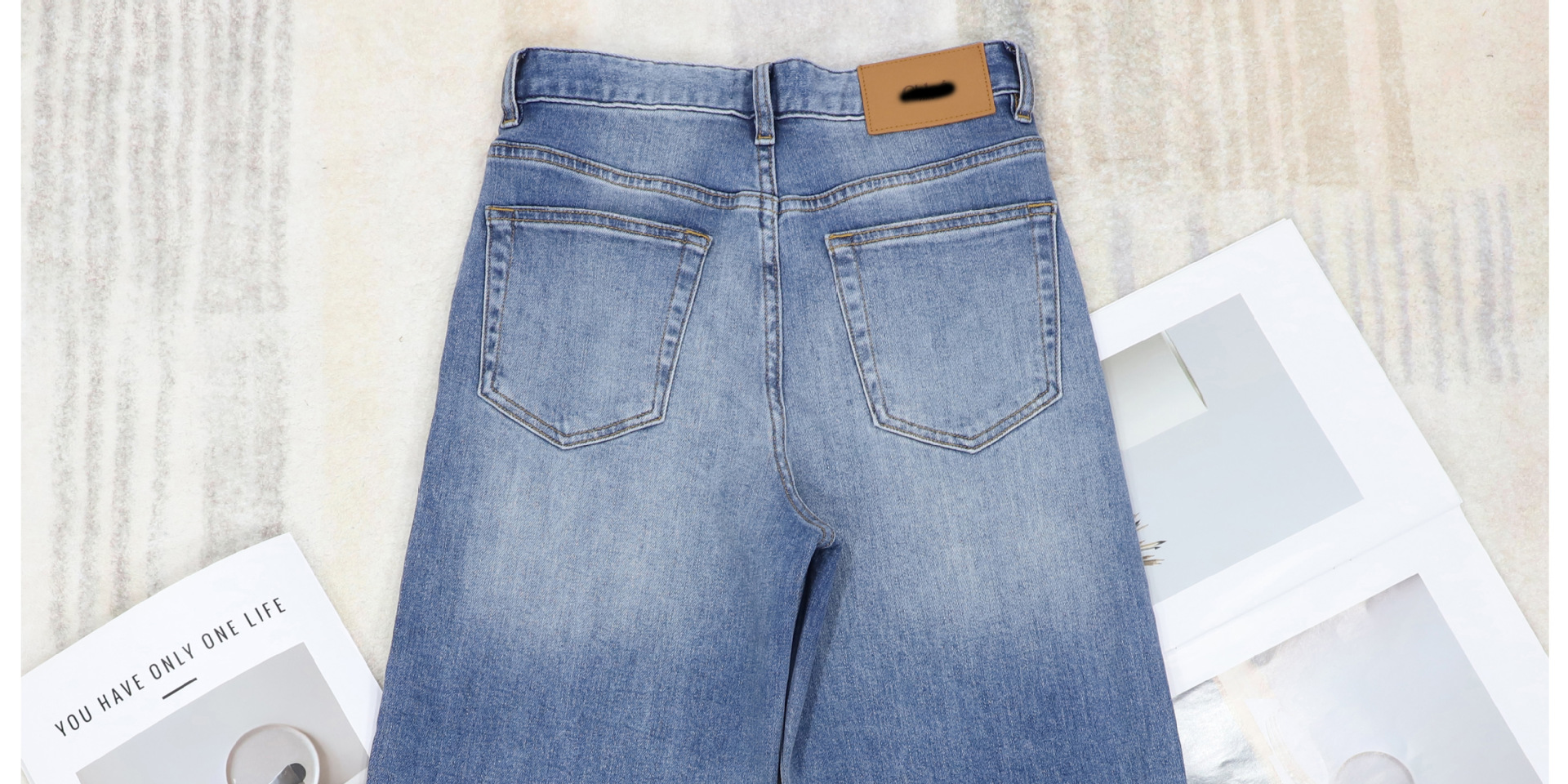 C brand straight-leg jeans for women, blue, versatile, fitted, high-waisted, flared nine-inch trousers for women 2026 early Spring pic 11