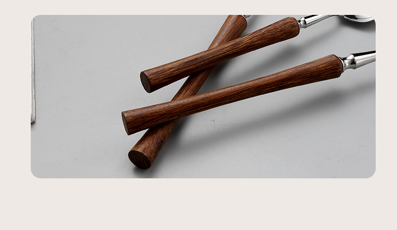 创意304不锈钢西餐刀叉勺四件套日式鸡翅木意面刀叉勺筷子西餐具详情12