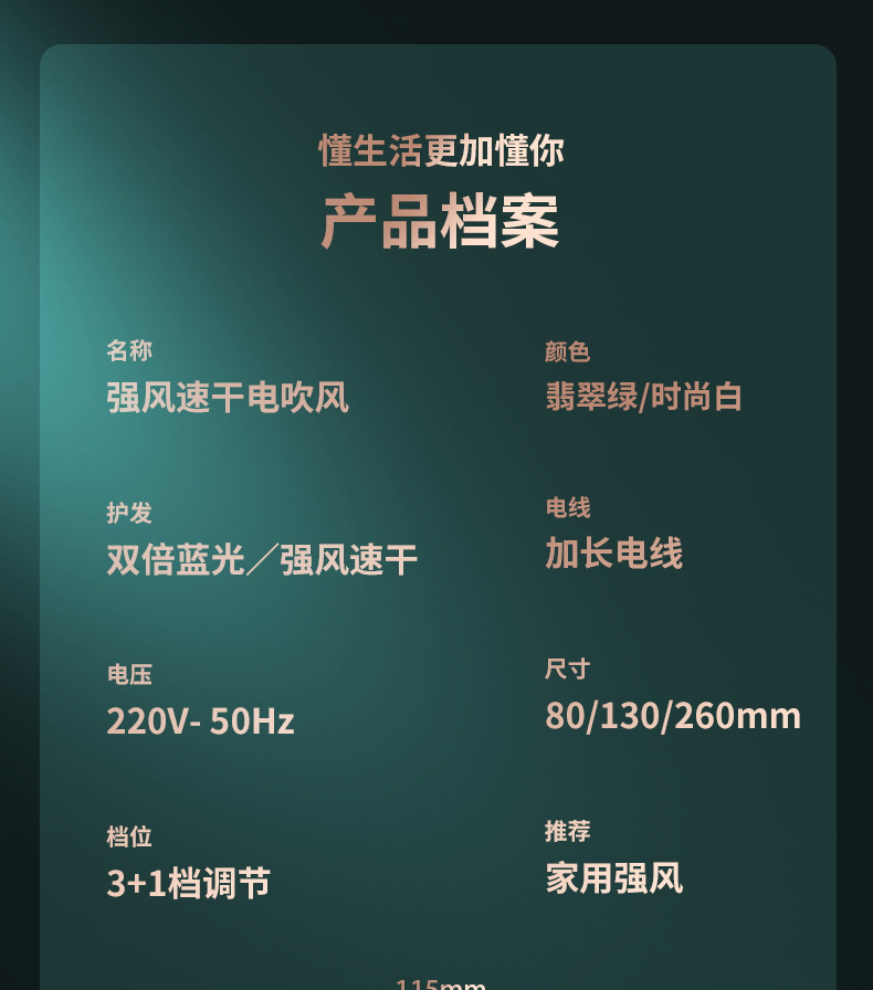 跨境电商电吹风机家用蓝光冷热风大功率宿舍学生发型师专用吹风筒详情23