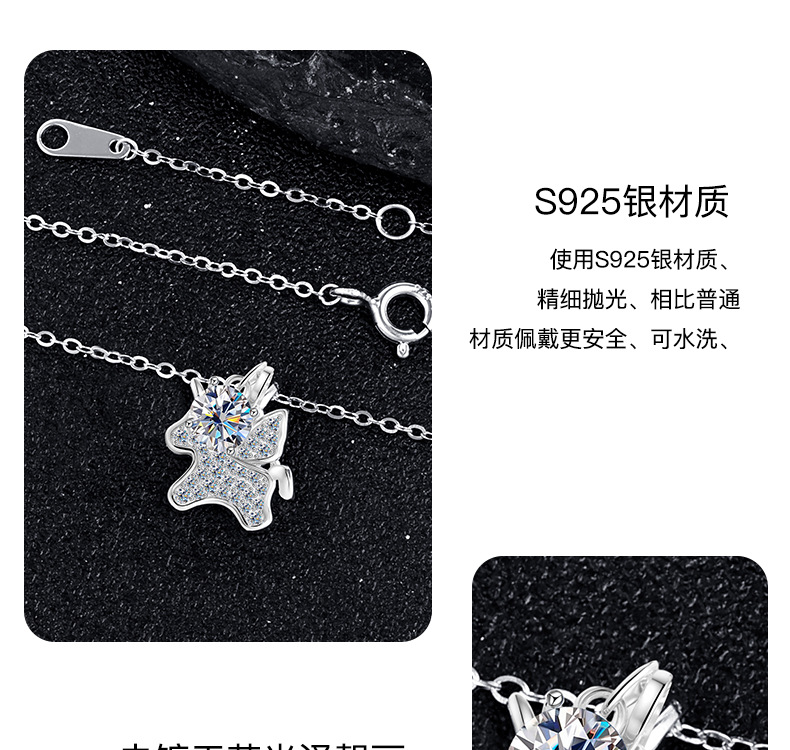 New Mosan Unicorn Necklace for women, Korean version, simple, individual and fashionable, ins influencer wholesale S925 sterling silver collarbone chain pic 11