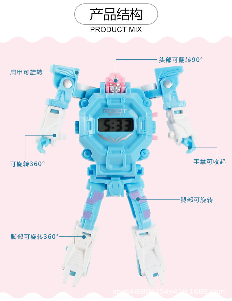 儿童变形手表电子玩具扭蛋机幼儿园礼物 趣味变形机器人电子手表详情3