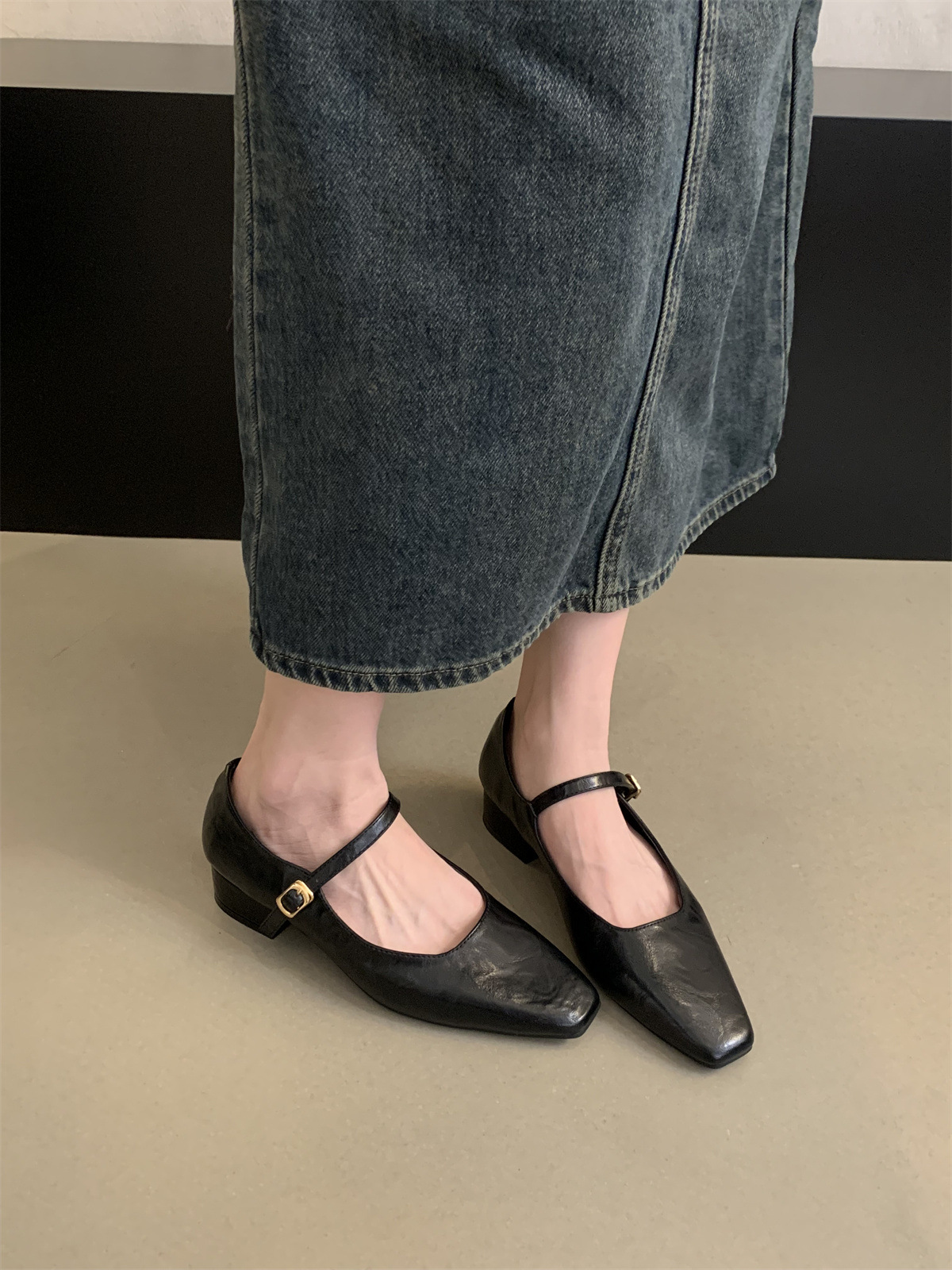 法式晚风气质通勤单鞋女2025新款秋季韩版仙女粗跟玛丽珍小皮鞋子详情8