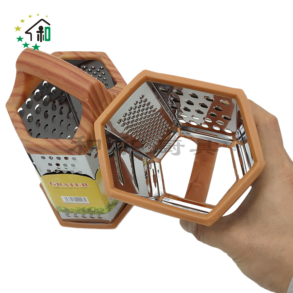 厂家批发厨房小工具不锈钢多用途切菜器切丝切片土豆丝六面刨丝器详情15