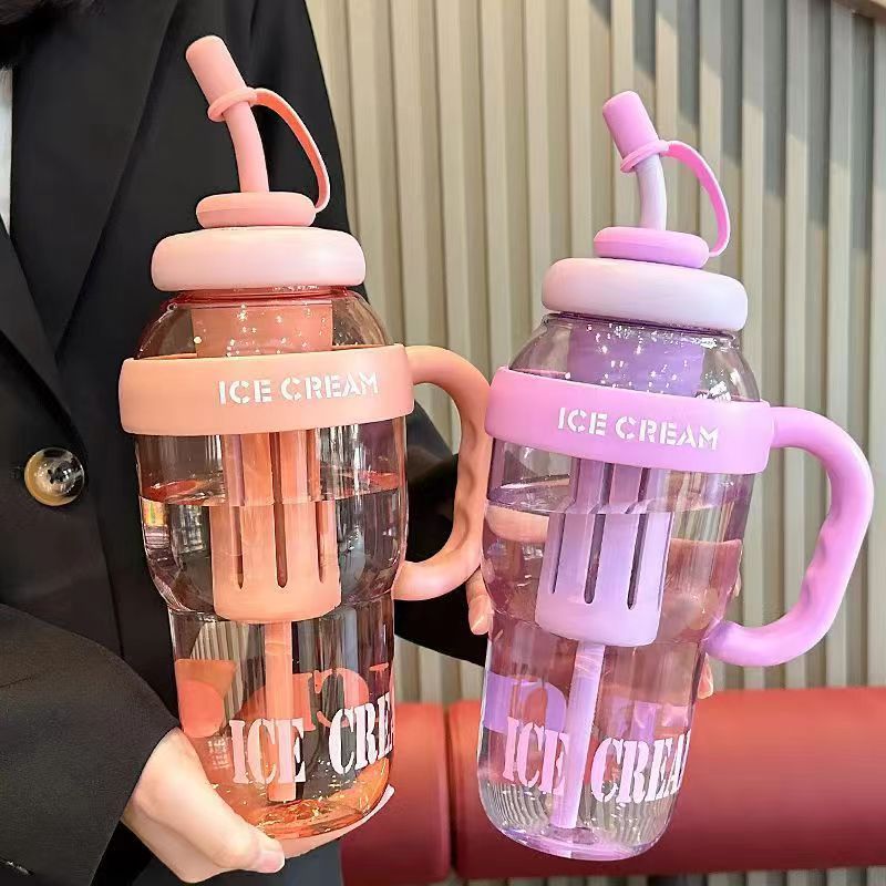 夏季高颜值冰霸杯女生巨无霸水杯奶茶杯带吸管茶漏大容量塑料水壶详情5