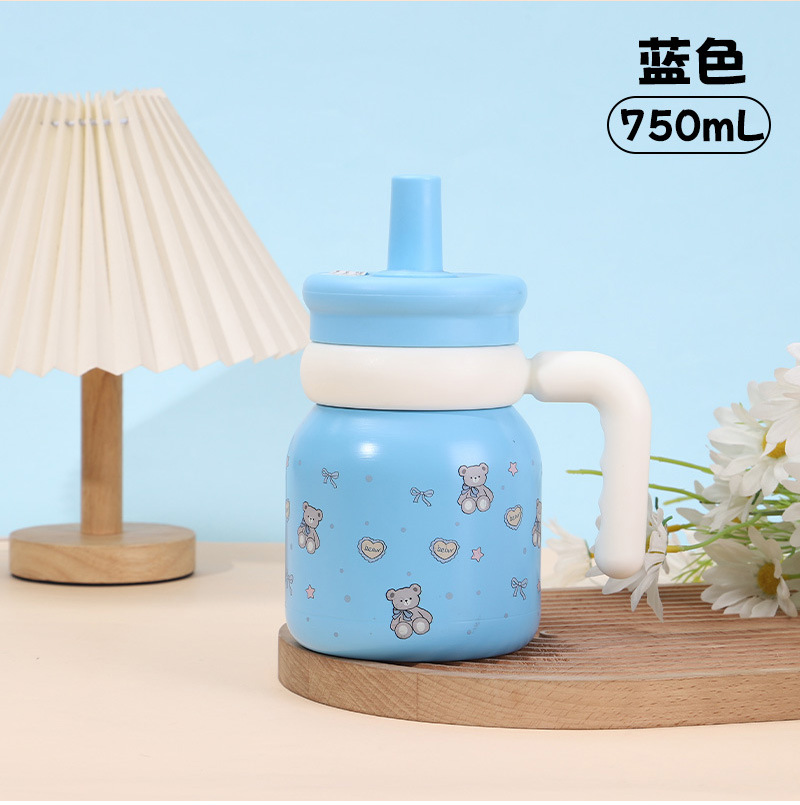 现货儿童316不锈钢保温杯女高颜值保冷吸管学生便携大肚水杯详情13