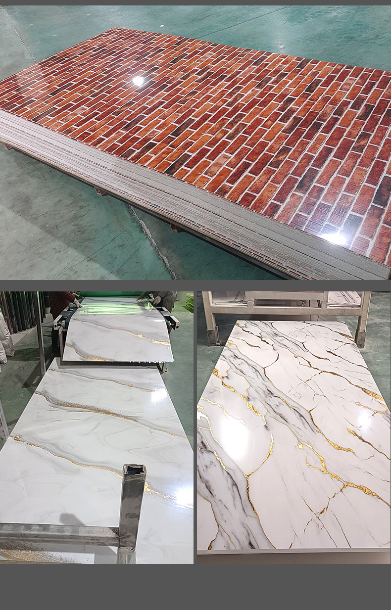 uv board imitation marble high-gloss wall panel, PVC decorative panel, waterproof and flame-retardant, hotel project, stone plastic UV board for export pic 4