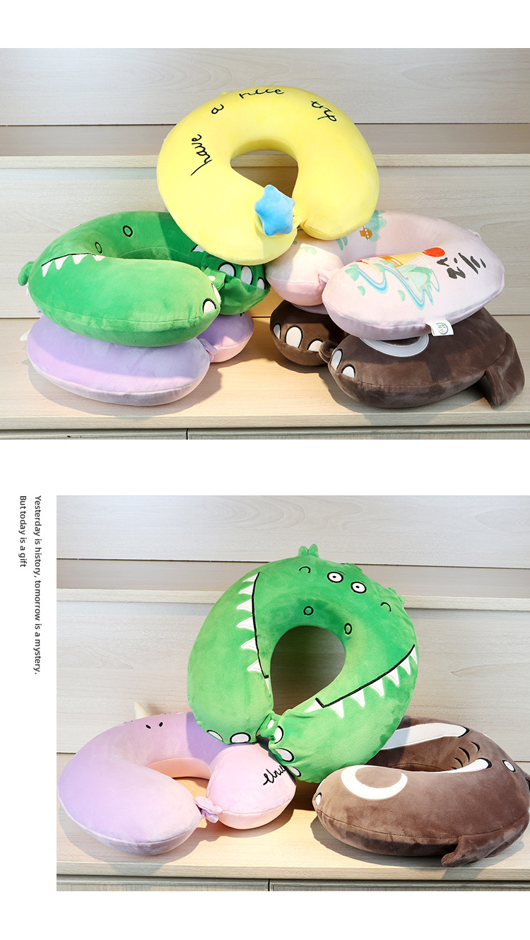 Customized cartoon memory foam U-shaped pillows with embroidered animal designs, travel memory pillows, neck protectors and nap pillows, wholesale from the manufacturer pic 13