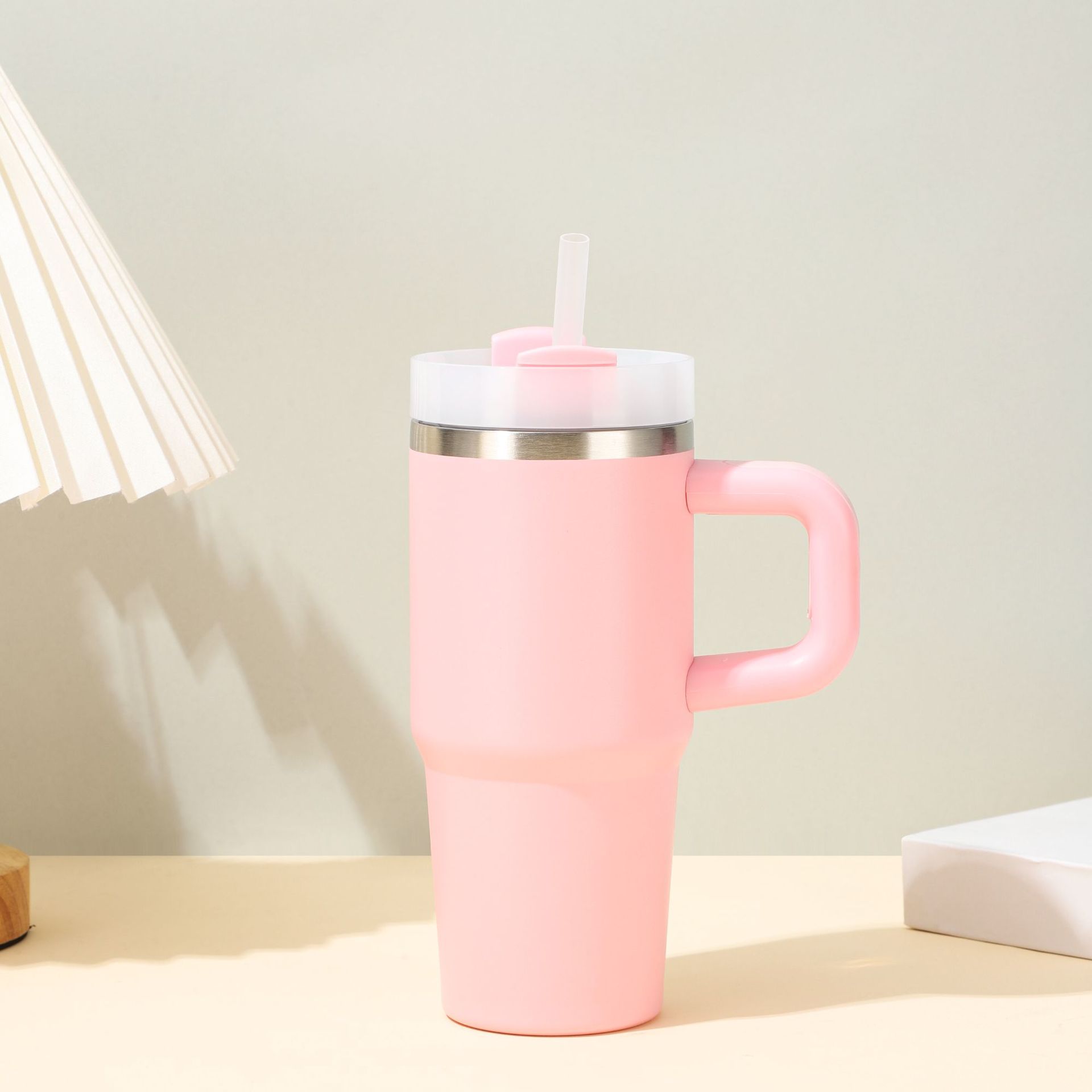 新品14oz便携吸管冰霸杯带手柄纯色汽车杯迷你真空保温杯现货批发详情11