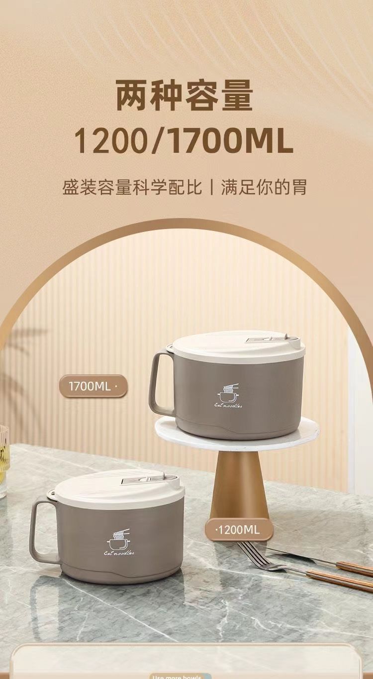 Student instant noodle bowl, 316 stainless steel dormitory lunch box, large capacity, water-draining, round bowl for convenient rice serving, gift pic 10