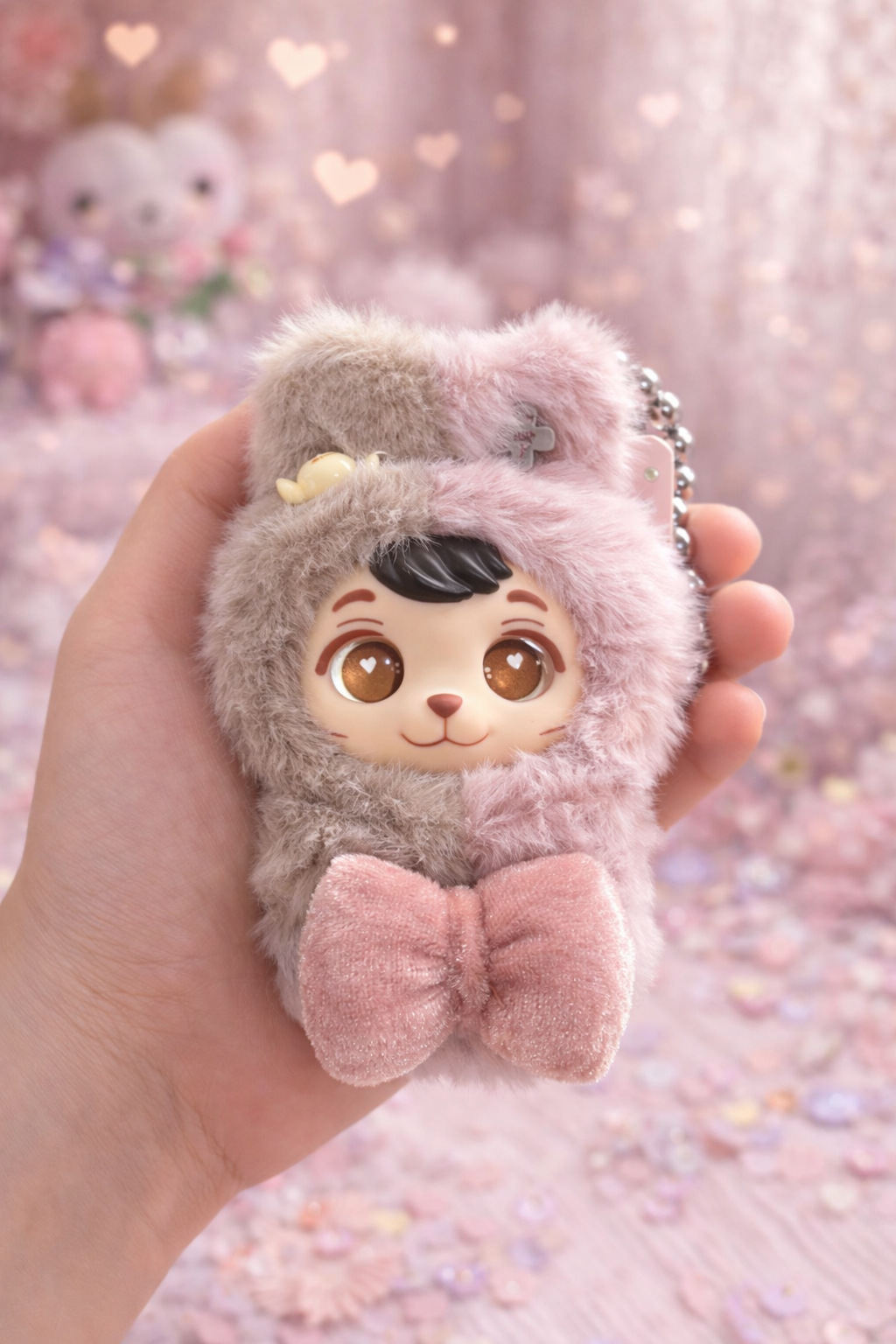 Original rubber face plush keychain pendant, plush doll figurine, birthday gift pic 8